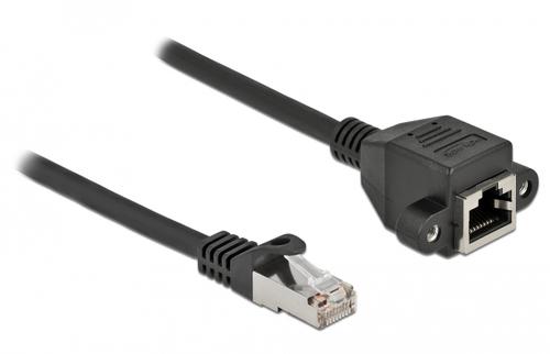 Delock Extended S/FTP RJ45 cable, black, 25cm, Category 6A