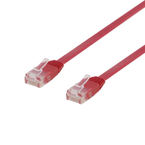 Deltaco TP-610R-FL networking cable, red, 10 m, Cat6 U/UTP (UTP)