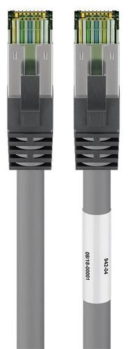 Goobay RJ45 (CAT 6A, 500 MHz) Patch Cable with CAT 8.1 S/FTP Raw Cable, grey, 7.5m