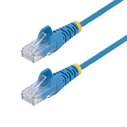 StarTech.com 25cm Blue Slim CAT6 Ethernet Cable, Snagless, 100W PoE, UTP, LSZH, 28AWG Pure Bare Copper Wire, Slim RJ45 Network Patch Cord with Strain Reliefs, Individually Tested