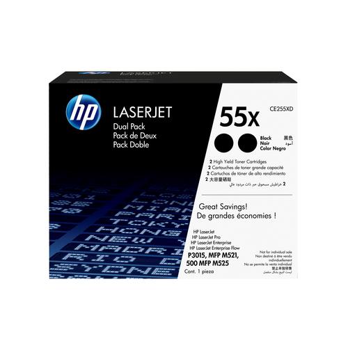 HP Toner CE255XD / 55X XL Black Twin Pack