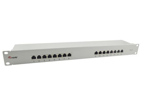 Equip 19" Patch panel 16xRJ45 Cat6 FTP 1U 250MHz RAL7035
