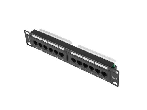LANBERG 12-port patch panel, 1U, 10", Category 6 UTP, black