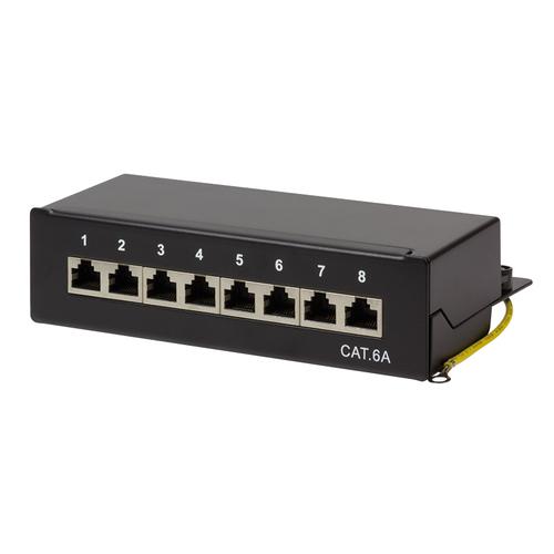 Logilink Cat.6A Patch Panel, 8-Port, Table/Wall Mount, Black