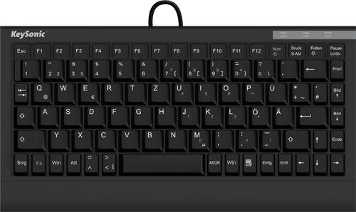 KEYSONIC Mini-TAS SoftSkin, PS/2-USB-Combo, Black, ACK-595C+(DE)