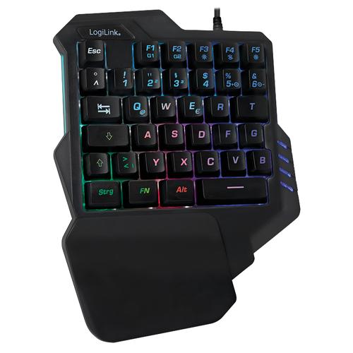 Logilink One-handed gaming keyboard, illuminated, black