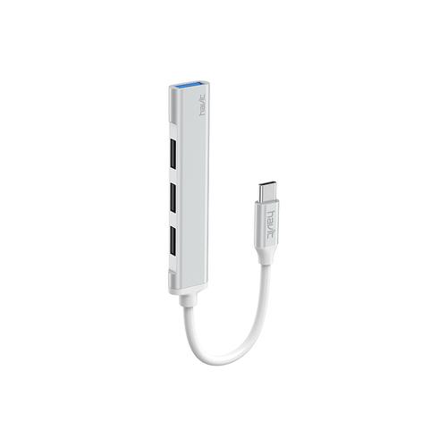 HAVIT HB41 USB-C Hub Docking Station, USB 3.2 Gen 1 (3.1 Gen 1) Type-C, Aluminum, Silver