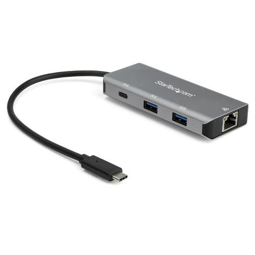 StarTech.com 3-Port USB-C Hub with Gigabit Ethernet RJ45 GbE Port - 2x USB-A, 1x USB-C - SuperSpeed 10Gbps USB 3.2 Gen 2 Type-C Hub Adapter - USB Bus Powered - Aluminum - Works with TB3 - TAA