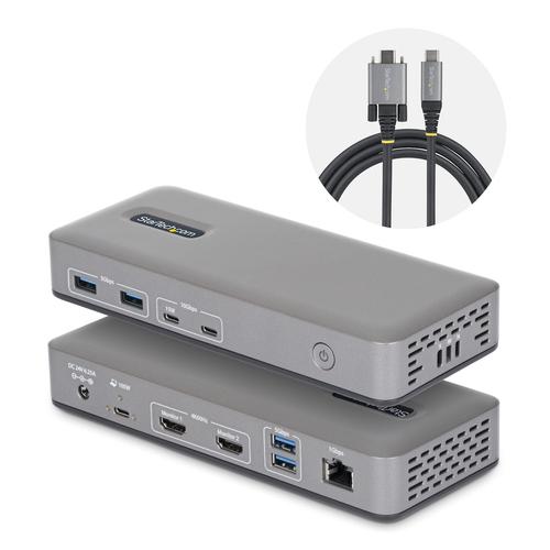 StarTech.com Dual Monitor USB-C Docking Station with HDMI, 4K 60Hz, 100W Laptop Charging, 1GbE, Driverless, Multi-Monitor Dock for Windows