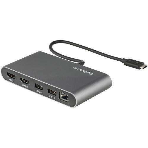 StarTech.com Dual-Monitor Thunderbolt Mini Dock, 4K 60Hz HDMI, Driverless Hub for Windows AND Mac, Gigabit Ethernet, 1 x USB 5Gbps AND 1 x USB 2.0, 11-inch (28cm) Cable