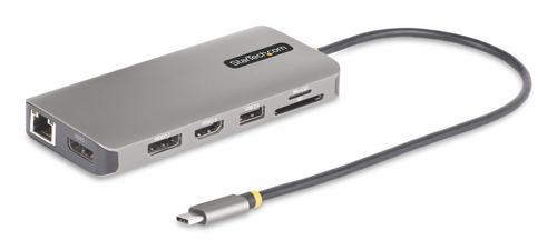 StarTech.com USB-C Triple-Monitor Multiport Adapter, Dual 4K 60Hz + 4K 30Hz HDMI AND DisplayPort, 4-Port USB Hub, 100W PD Pass-Through, GbE, SD/MicroSD Card Readers