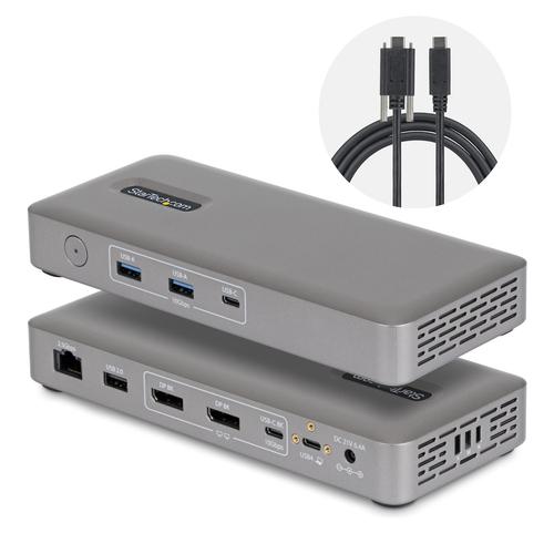 StarTech.com USB4 Docking Station, Driverless Dual 4K 144Hz for Mac and Windows, Universal USB-C Dock with DisplayPort, 100W PD and 2.5GbE