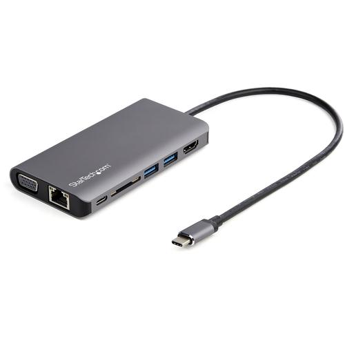 StarTech.com USB-C Multiport Adapter – USB-C Mini Travel Dock with 4K HDMI or 1080p VGA – 3x USB 3.0 Hub, SD, GbE, Audio, 100W PD Pass-Through – Portable Docking Station for Laptop/Tablet