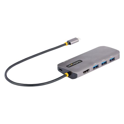 StarTech.com USB C Multiport Adapter, 4K 60Hz HDMI Video, 3 Port 5Gbps USB Hub, 100W Power Delivery Pass-Through, GbE, 12/30cm Cable, Mini Travel Dock, Laptop Docking Station