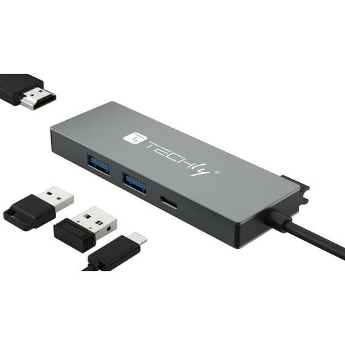 Techly USB-C 4 in 1 Hub