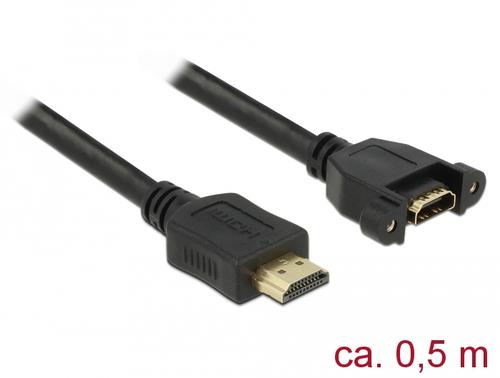 Delock HDMI Cable A-A for installation 4K 30Hz 0.50m black