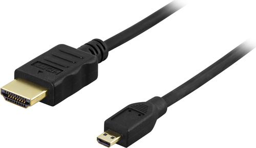 Deltaco HDMI-1023 HDMI cable, 2 m, HDMI Type A (Standard) to HDMI Type D (Micro), Black
