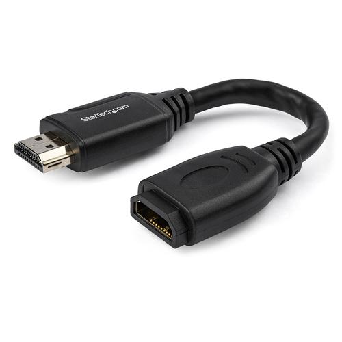 StarTech.com 6in (15cm) HDMI Port Saver Cable - 4K 60Hz High Speed HDMI 2.0 Extension Cable with Ethernet - Short HDMI Extension Cable - HDMI Male to Female Extension Adapter Cord
