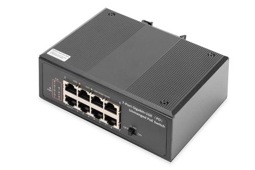 Digitus Switch Ind. 7-Port Gigabit 30W PoE Unmanaged black