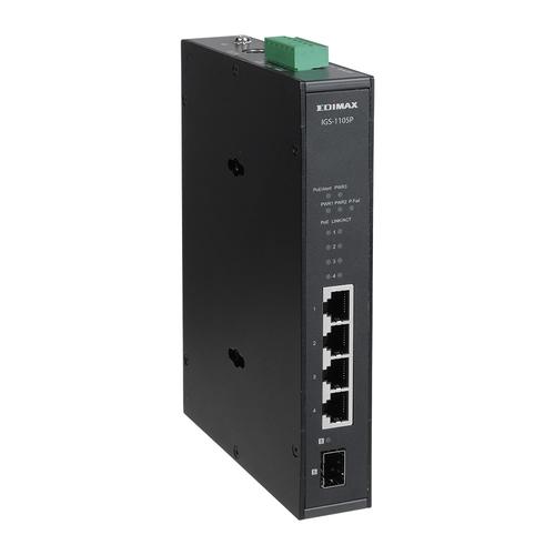 Edimax Switch Industrial 4-Port POE GbE + 1 GbE SFP unmanaged.