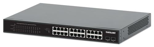 Intellinet 24-Port Gigabit PoE+ Switch with 2x1G SFP, 370W