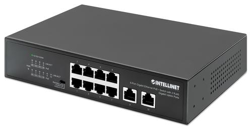 Intellinet 8-Port Gigabit PoE+ Switch with 2 RJ45-Ports, 120W
