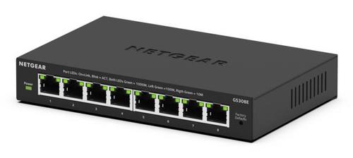 NETGEAR GS308E Managed Switch 8 Port Gigabit Ethernet LAN Switch Plus (Plug-and-Play Managed Network Switch, IGMP Snooping, QoS, VLAN, Fanless, Robust Metal Housing) Black