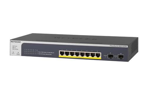 NETGEAR GS510TPP 10-Port Gigabit Ethernet LAN PoE Switch, Smart (Managed Network Switch with 8x PoE+ 190W, 2x 1G-SFP, Desktop or 19-inch Rack Mountable)
