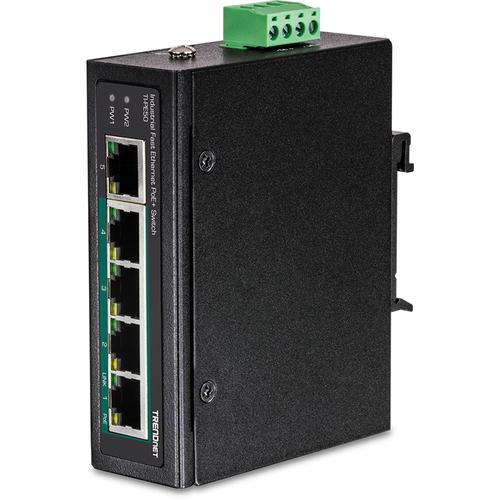 TRENDNET Industrial Switch 5-Port Fast Eth. PoE+ DIN-Rail