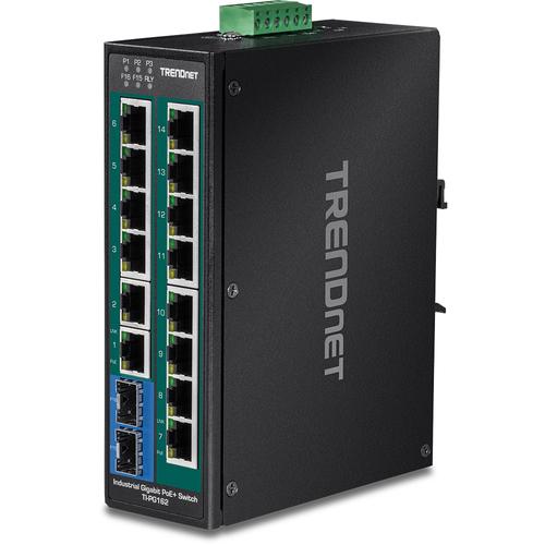 TRENDNET Industrial Switch 16-Port Gbit PoE+ DIN-Rail