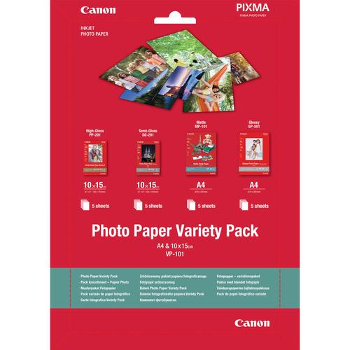 CANON VP-101 Photo Paper Variety Pack, 4x6” and A4 – 20 Sheets