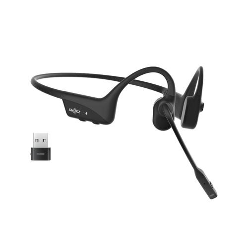 Shokz OpenComm2 UC 2025 Upgrade: Wireless Bluetooth Bone Conduction Headset for Videoconferencing, featuring a USB-C Charging Port and USB-C Adapter | 16-Hour Talk Time, 29-Meter Wireless Range, 1-Hou