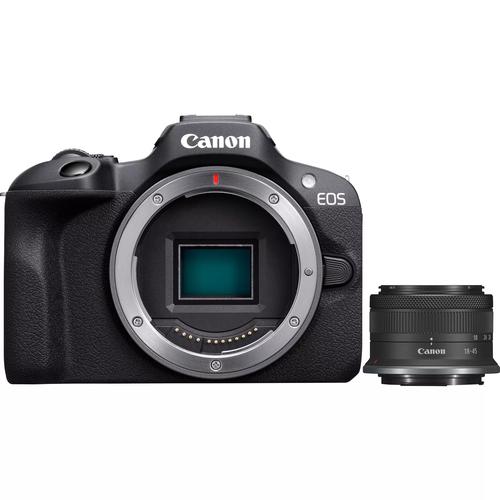 CANON EOS R100 + RF-S 18-45mm f/4.5-6.3 IS STM Kit Mirrorless Camera, 24.1 MP CMOS, 6000 x 4000 pixels, Black