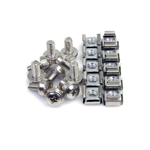StarTech.com 100-Pack M6 12mm Screws, Square Hole Cage Nuts and Installation Tool, Hardware Mounting Kit for 19 or 10 Server Racks, Cabinets and Enclosures, Silver - TAA