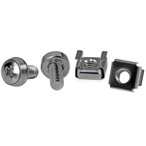 StarTech.com 50-Pack M6 12mm Screws, Square Hole Cage Nuts and Installation Tool, Hardware Mounting Kit for 19 or 10 Server Racks, Cabinets and Enclosures, Silver - TAA