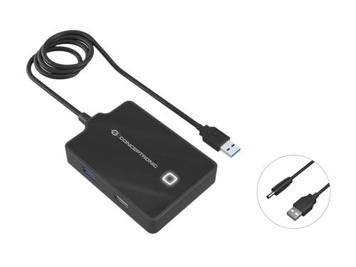 Conceptronic 4-Port Hub USB-A3.0-3xA2.0/A3.0/DC o.Netz. sw