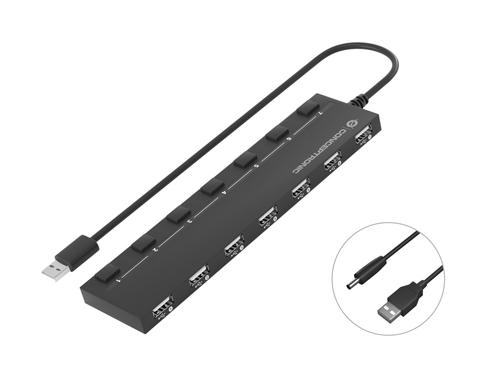 Conceptronic 7-Port Hub USB-A2.0-7xA2.0/DC o.Netz. sw
