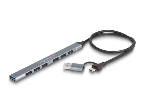 Delock 7 Port Slim USB Hub with USB Type-C or USB Type-A