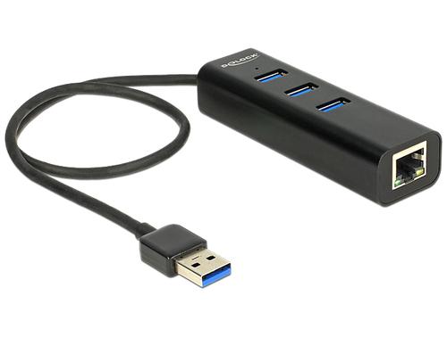 Delock USB HUB 3-Port USB3.0, +1x Gigabit LAN
