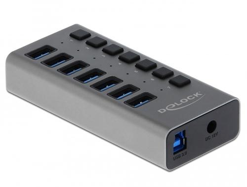 Delock External SuperSpeed USB Hub with 7 Ports + Switch