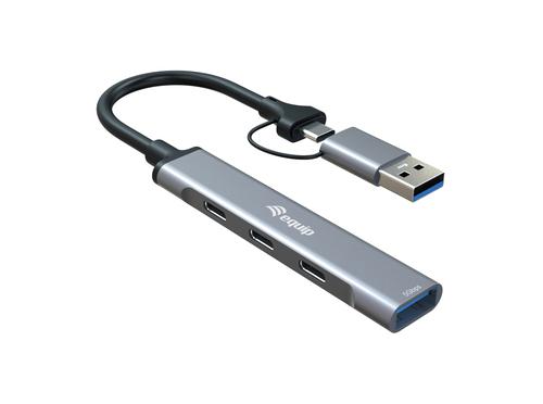 Equip 4-Port USB-C 3.2 Hub - 3x USB-C/USB-A + USB-A Adapter 10Gbps