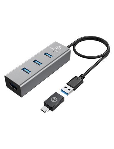 GRAUGEAR 4-Port USB HUB 3.0 USB-A incl. USB-C Adapter retail