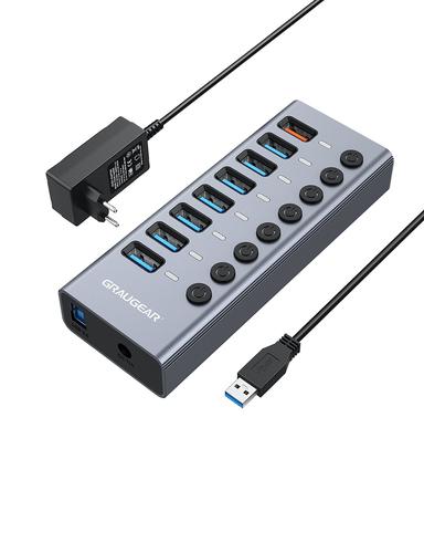 GRAUGEAR 7-Port USB HUB 3.0 USB-A + 1 USB Fast Charger retail