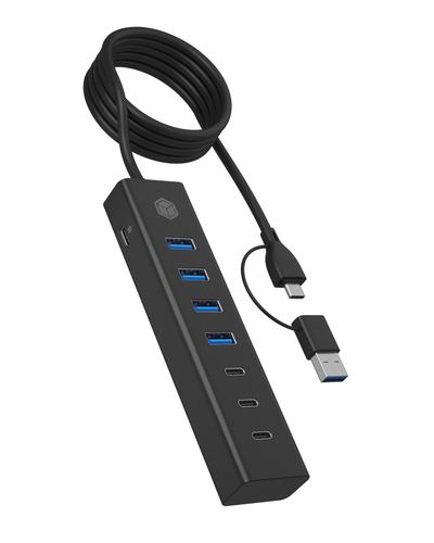 ICY BOX IB-HUB1737-C3 USB 3.2 Gen 1 (3.1 Gen 1) Type-C 5000 Mbit/s Black