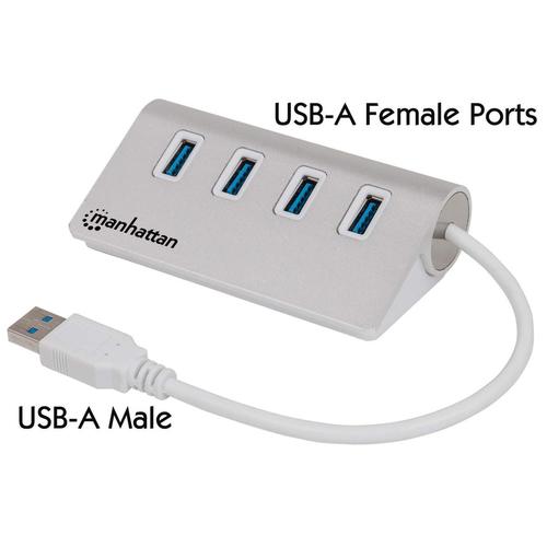 Manhattan Hub 4-Port 4xUSB3.0 Aluminum USB