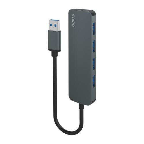 Savio 4-Port USB-A 3.1 Gen 1 AK-53 USB 3.2 Gen 1 (3.1 Gen 1) Type-A 1000 Mbit/s Black