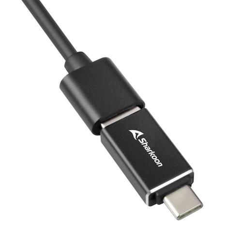 Sharkoon USB Hub 3xUSB3.2 1xRJ45 45cm Cable Aluminum Black