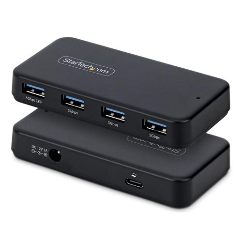 StarTech.com 4-Port USB-A Hub, 5Gbps, Self-Powered, 2-in-1 USB-C and USB-A Host Cable, 1x BC 1.2 Charging Port, 24W Power Adapter Included, Compatible with MacBook and Windows