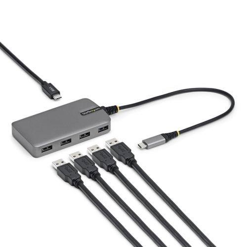 StarTech.com 4-Port USB-C Hub, 5Gbps, Bus Powered, USB-C to 4x USB-A Hub with USB-C Power Delivery Input, 30cm Host Cable, Portable Desktop/Laptop USB Hub