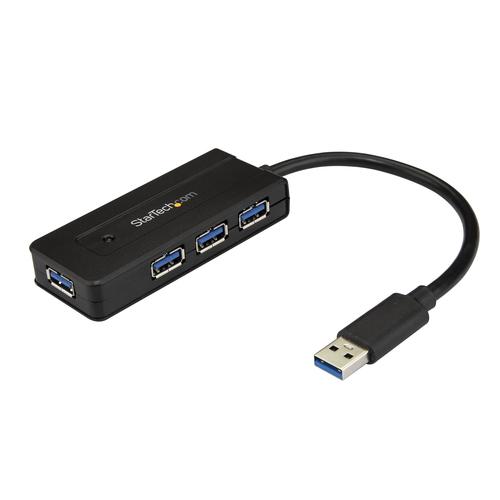 StarTech.com 4-Port USB 3.0 Hub (SuperSpeed 5Gbps) with Fast Charge – Portable USB 3.2 Gen1 Type-A Hub for Laptops/Desktops – USB Bus Powered or Self-Powered for High Performance – Mini/Compact